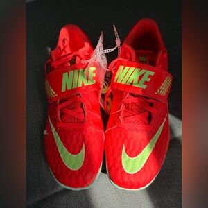 Nike Zoom HJ Elite High Jump Track Spikes Bright Crimson Volt Size 7 NWOT